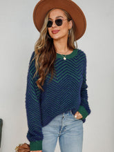 Load image into Gallery viewer, 3 Colors - Chevron - Round Neck Long Sleeve Sweater Ti Amo I love you
