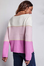 Load image into Gallery viewer, 3 Colors - Color Block Horizontal Ribbing Sweater Ti Amo I love you
