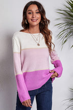 Load image into Gallery viewer, 3 Colors - Color Block Horizontal Ribbing Sweater Ti Amo I love you
