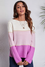 Load image into Gallery viewer, 3 Colors - Color Block Horizontal Ribbing Sweater Ti Amo I love you
