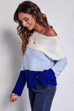 Load image into Gallery viewer, 3 Colors - Color Block Horizontal Ribbing Sweater Ti Amo I love you
