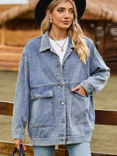 Load image into Gallery viewer, 3 Colors - Dropped Shoulder Denim Jacket with Pockets Ti Amo I love you
