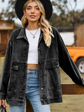 Load image into Gallery viewer, 3 Colors - Dropped Shoulder Denim Jacket with Pockets Ti Amo I love you
