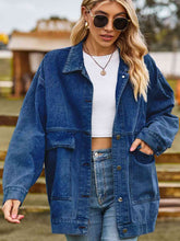 Load image into Gallery viewer, 3 Colors - Dropped Shoulder Denim Jacket with Pockets Ti Amo I love you
