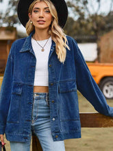 Load image into Gallery viewer, 3 Colors - Dropped Shoulder Denim Jacket with Pockets Ti Amo I love you
