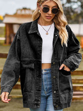 Load image into Gallery viewer, 3 Colors - Dropped Shoulder Denim Jacket with Pockets Ti Amo I love you
