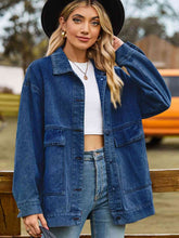 Load image into Gallery viewer, 3 Colors - Dropped Shoulder Denim Jacket with Pockets Ti Amo I love you
