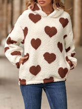 Load image into Gallery viewer, 3 Colors - Fuzzy Heart Pocketed Dropped Shoulder Hoodie Ti Amo I love you
