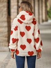 Load image into Gallery viewer, 3 Colors - Fuzzy Heart Pocketed Dropped Shoulder Hoodie Ti Amo I love you
