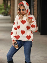 Load image into Gallery viewer, 3 Colors - Fuzzy Heart Pocketed Dropped Shoulder Hoodie Ti Amo I love you
