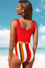 Load image into Gallery viewer, 3 Colors - Half Snap Square Neck Tankini Set - Sizes S-2XL Ti Amo I love you
