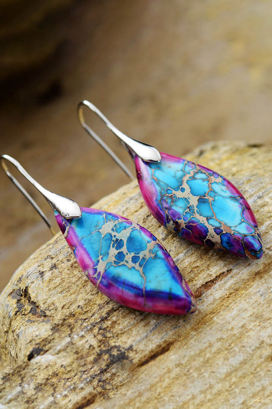 3 Colors - Handmade Natural Stone Dangle Earrings Ti Amo I love you