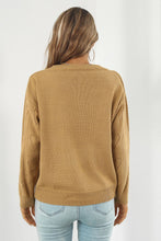 Load image into Gallery viewer, 3 Colors - Heart V-Neck Drop Shoulder Sweater Ti Amo I love you
