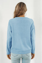 Load image into Gallery viewer, 3 Colors - Heart V-Neck Drop Shoulder Sweater Ti Amo I love you
