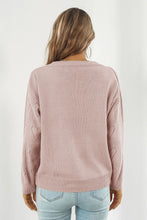 Load image into Gallery viewer, 3 Colors - Heart V-Neck Drop Shoulder Sweater Ti Amo I love you
