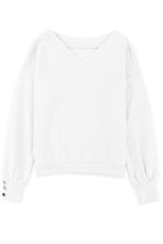 Load image into Gallery viewer, 3 Colors - Light Orchid / White / Black -  Knitted V Neck Buttoned Cuffs Sweater - Sizes S-2XL Ti Amo I love you
