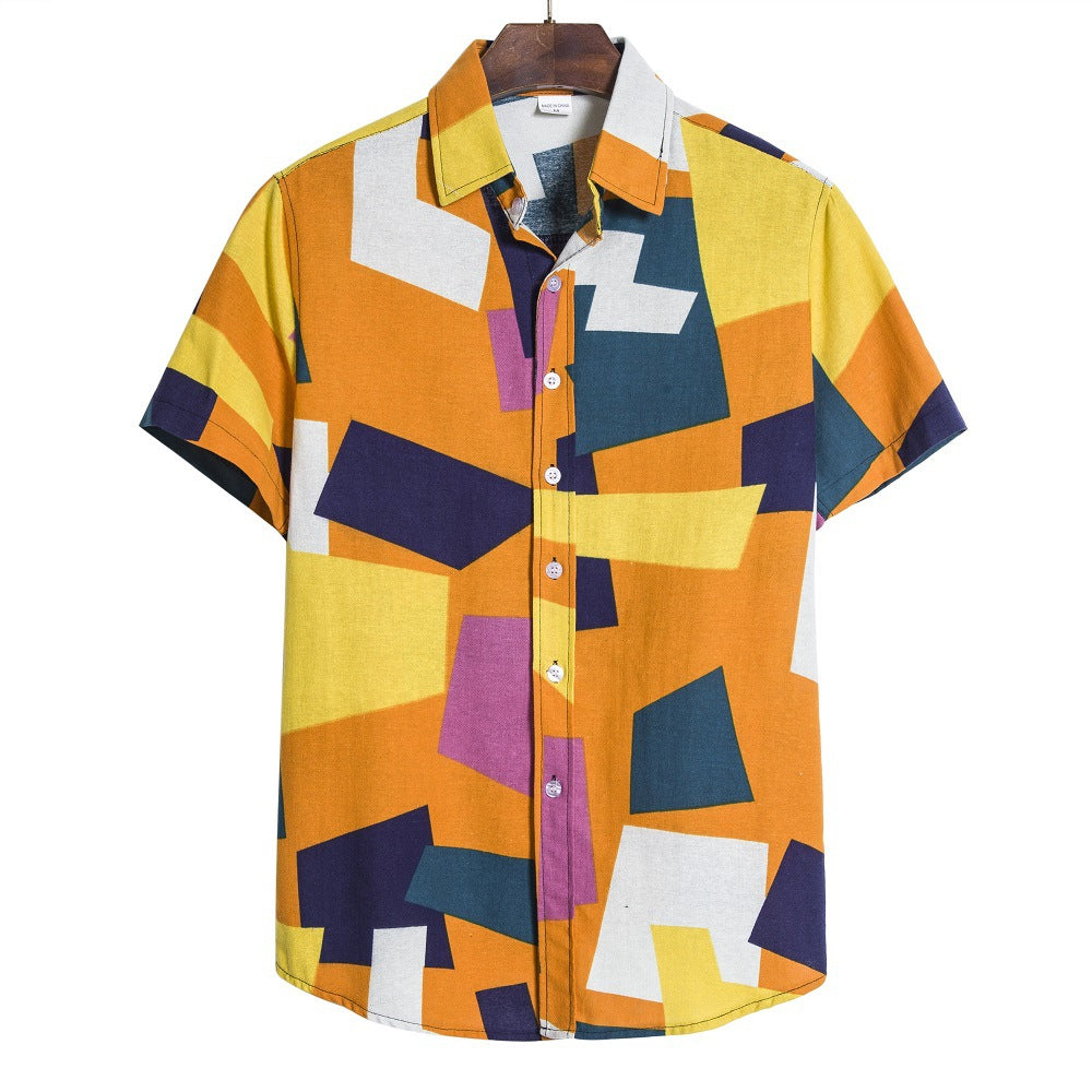 3 Colors - Mens Geometric Pattern Shirt- Sizes S-2XL Ti Amo I love you