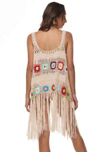 Load image into Gallery viewer, 3 Colors - Openwork Fringe Detail Embroidery Sleeveless Cover-Up Ti Amo I love you
