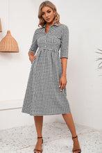 Load image into Gallery viewer, 3 Colors - Plaid Collared Neck Midi Dress - Sizes S-XL Ti Amo I love you
