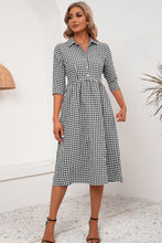 Load image into Gallery viewer, 3 Colors - Plaid Collared Neck Midi Dress - Sizes S-XL Ti Amo I love you
