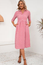 Load image into Gallery viewer, 3 Colors - Plaid Collared Neck Midi Dress - Sizes S-XL Ti Amo I love you
