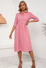 Load image into Gallery viewer, 3 Colors - Plaid Collared Neck Midi Dress - Sizes S-XL Ti Amo I love you
