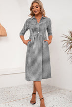 Load image into Gallery viewer, 3 Colors - Plaid Collared Neck Midi Dress - Sizes S-XL Ti Amo I love you
