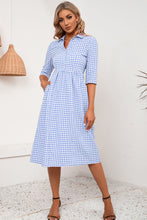 Load image into Gallery viewer, 3 Colors - Plaid Collared Neck Midi Dress - Sizes S-XL Ti Amo I love you
