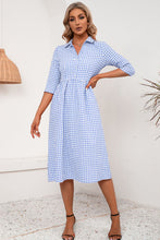 Load image into Gallery viewer, 3 Colors - Plaid Collared Neck Midi Dress - Sizes S-XL Ti Amo I love you
