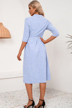 Load image into Gallery viewer, 3 Colors - Plaid Collared Neck Midi Dress - Sizes S-XL Ti Amo I love you
