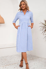 Load image into Gallery viewer, 3 Colors - Plaid Collared Neck Midi Dress - Sizes S-XL Ti Amo I love you
