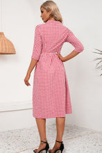 Load image into Gallery viewer, 3 Colors - Plaid Collared Neck Midi Dress - Sizes S-XL Ti Amo I love you
