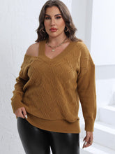 Load image into Gallery viewer, 3 Colors - Plus Size Cutout V-Neck Sweater - Sizes 1X-3X Ti Amo I love you
