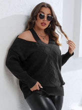 Load image into Gallery viewer, 3 Colors - Plus Size Cutout V-Neck Sweater - Sizes 1X-3X Ti Amo I love you
