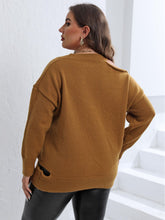 Load image into Gallery viewer, 3 Colors - Plus Size Cutout V-Neck Sweater - Sizes 1X-3X Ti Amo I love you
