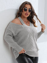 Load image into Gallery viewer, 3 Colors - Plus Size Cutout V-Neck Sweater - Sizes 1X-3X Ti Amo I love you
