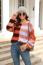 Load image into Gallery viewer, 3 Colors - Round Neck Long Sleeve Color Block Dropped Shoulder Pullover Sweater - Sizes S-XL Ti Amo I love you
