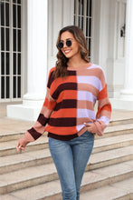 Load image into Gallery viewer, 3 Colors - Round Neck Long Sleeve Color Block Dropped Shoulder Pullover Sweater - Sizes S-XL Ti Amo I love you
