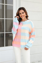 Load image into Gallery viewer, 3 Colors - Round Neck Long Sleeve Color Block Dropped Shoulder Pullover Sweater - Sizes S-XL Ti Amo I love you
