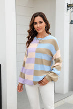 Load image into Gallery viewer, 3 Colors - Round Neck Long Sleeve Color Block Dropped Shoulder Pullover Sweater - Sizes S-XL Ti Amo I love you
