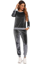 Load image into Gallery viewer, 3 Colors - Round Neck Long Sleeve Loungewear Set with Pockets Ti Amo I love you
