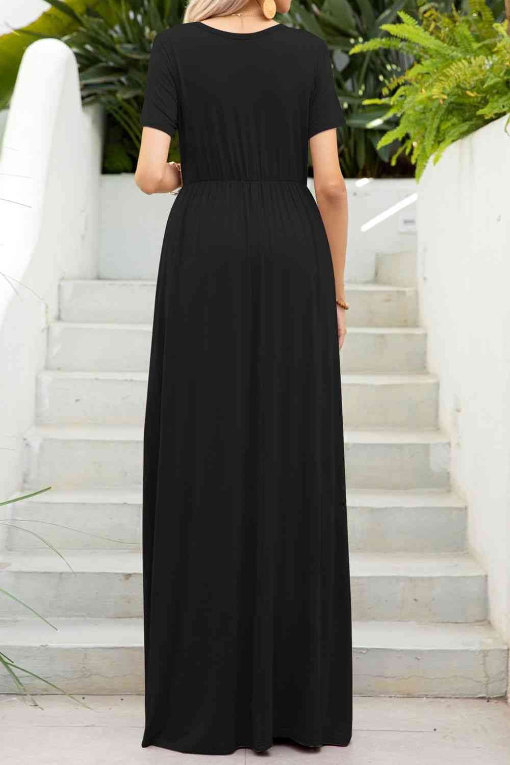 3 Colors - Round Neck Maxi Tee Dress with Pockets - Sizes S-2XL Ti Amo I love you