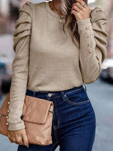 Load image into Gallery viewer, 3 Colors - Round Neck Puff Sleeve Sleeve Blouse Ti Amo I love you
