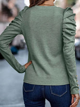 Load image into Gallery viewer, 3 Colors - Round Neck Puff Sleeve Sleeve Blouse Ti Amo I love you
