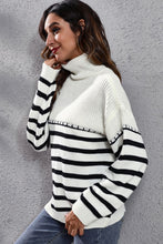 Load image into Gallery viewer, 3 Colors - Striped Turtleneck Drop Shoulder Sweater - Sizes S-L Ti Amo I love you
