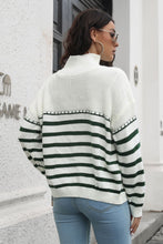 Load image into Gallery viewer, 3 Colors - Striped Turtleneck Drop Shoulder Sweater - Sizes S-L Ti Amo I love you
