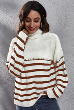 Load image into Gallery viewer, 3 Colors - Striped Turtleneck Drop Shoulder Sweater - Sizes S-L Ti Amo I love you
