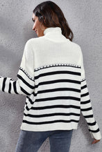 Load image into Gallery viewer, 3 Colors - Striped Turtleneck Drop Shoulder Sweater - Sizes S-L Ti Amo I love you
