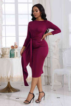 Load image into Gallery viewer, 3 Colors - Tie Detail Round Neck Midi Dress Ti Amo I love you
