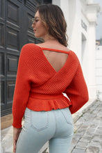 Load image into Gallery viewer, 3 Colors - Tie Waist Ruffle Hem Sweater - Sizes S-L Ti Amo I love you
